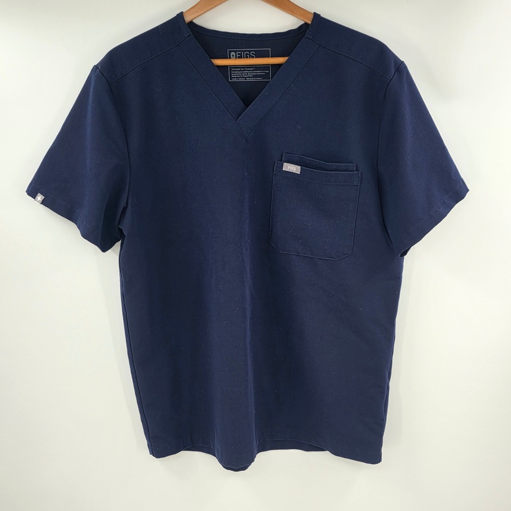 FIGS Leon Two-Pocket Scrub Top Navy Blue Mens Large FM1500